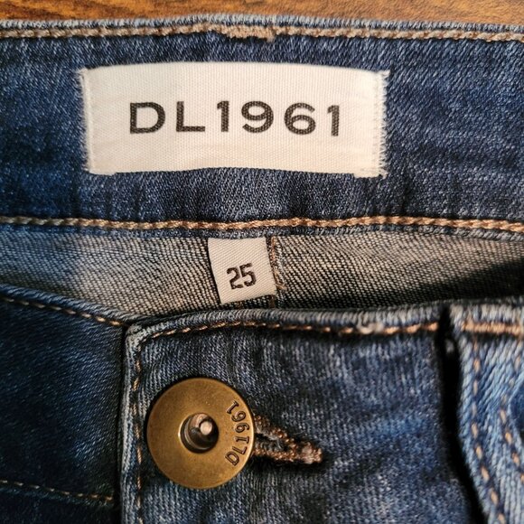 DL1961 Jeans 25 Mara Straight Ankle Instasculpt Ravine Mid Rise Fray Hem Stretch - Picture 4 of 13